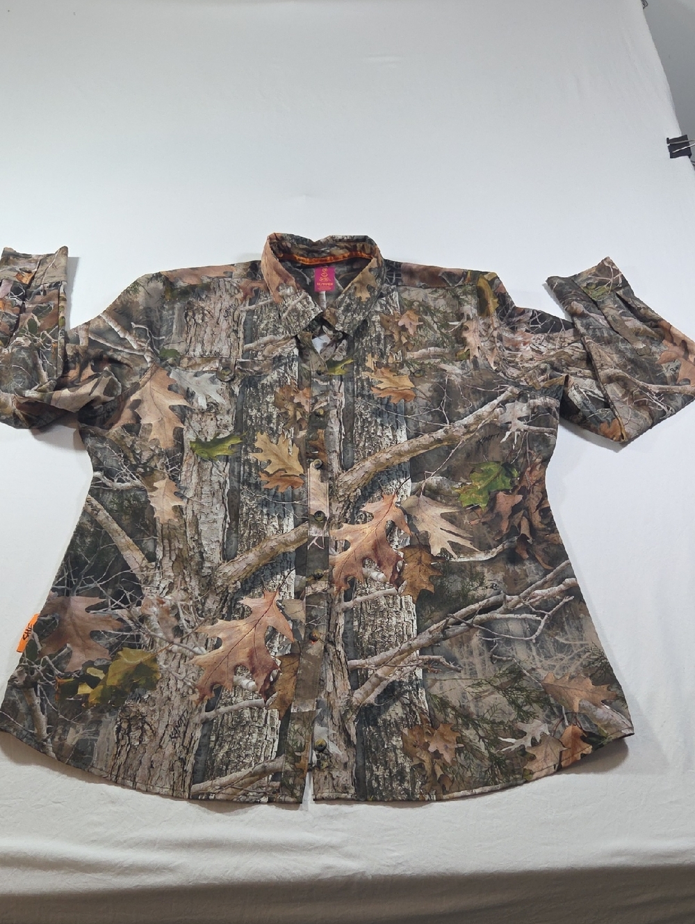 SHE Camo Button-Up Hunting Shirt Green Brown Tan Hunting Outdoors WOMAN'S XXL
